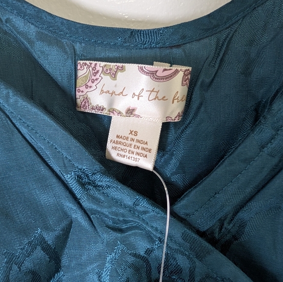 Free People Teal Jacquard Wrap Crop Top XS Romantic Boho NWT Cottagecore - Picture 5 of 5